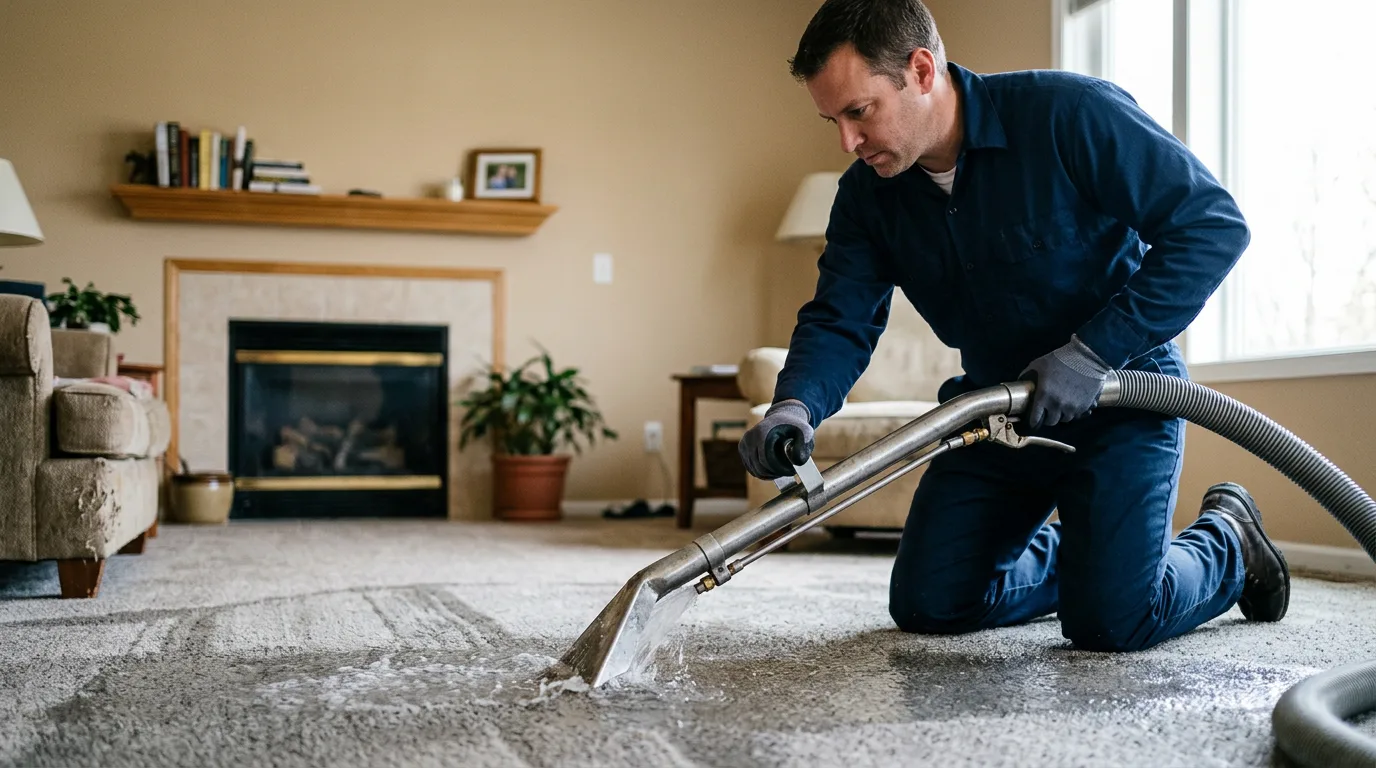 Water damage restoration technician working near Colfax, IA